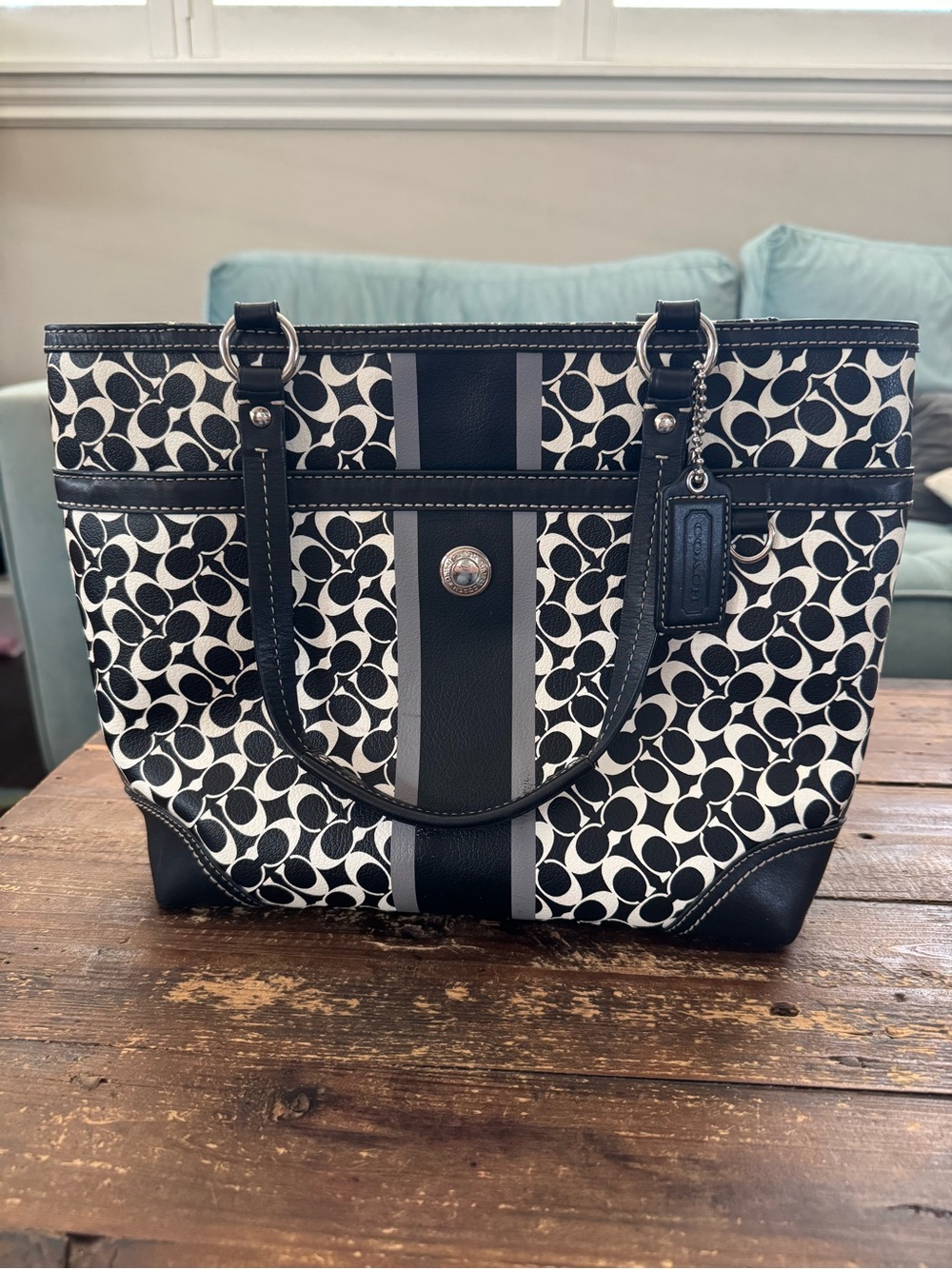 COACH Chelsea Signature Heritage Leather Tote
